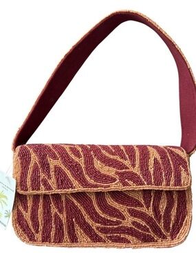 NWT Beaded Burgundy (Red) & Orange Shoulder Bag, retails for $119
